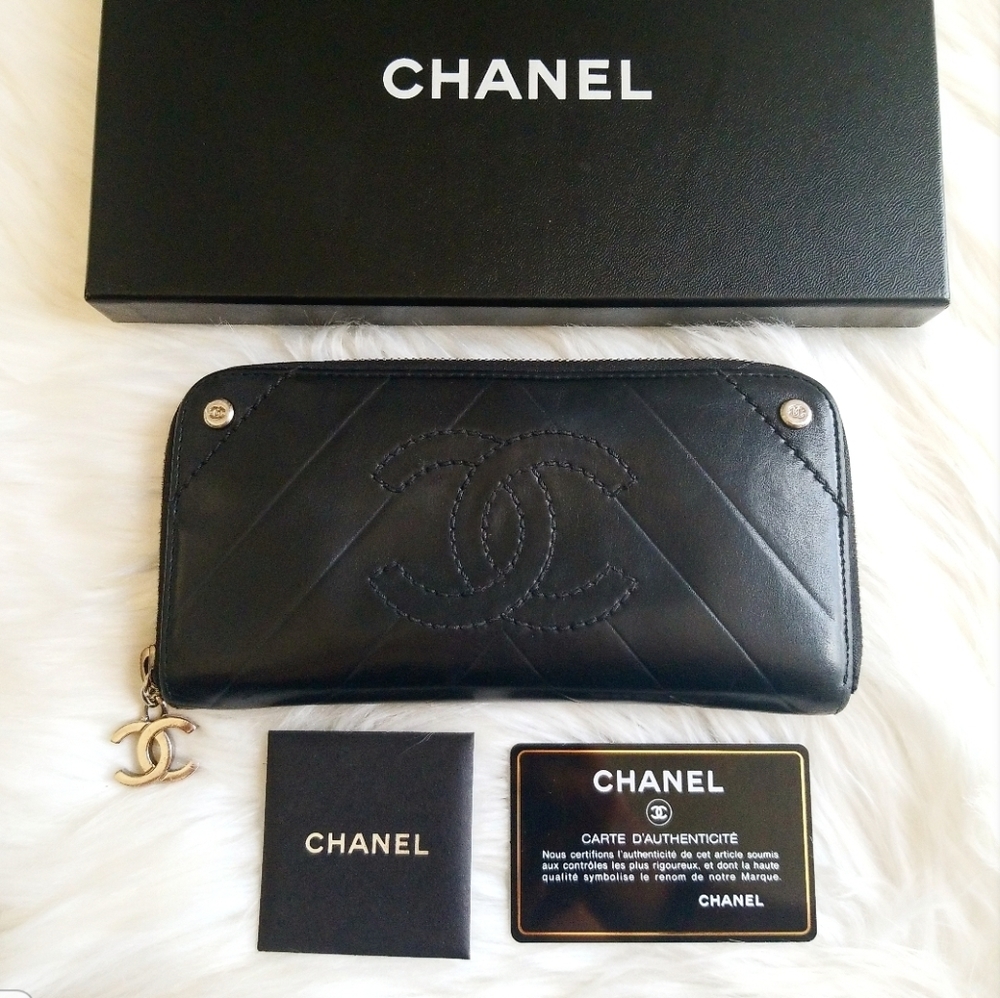 Chanel CC Logo Long Zippy Wallet